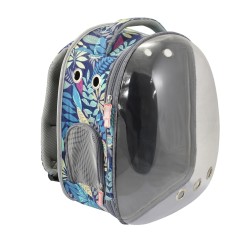 SPACE BLUE BACKPACK WITH FLOWERS