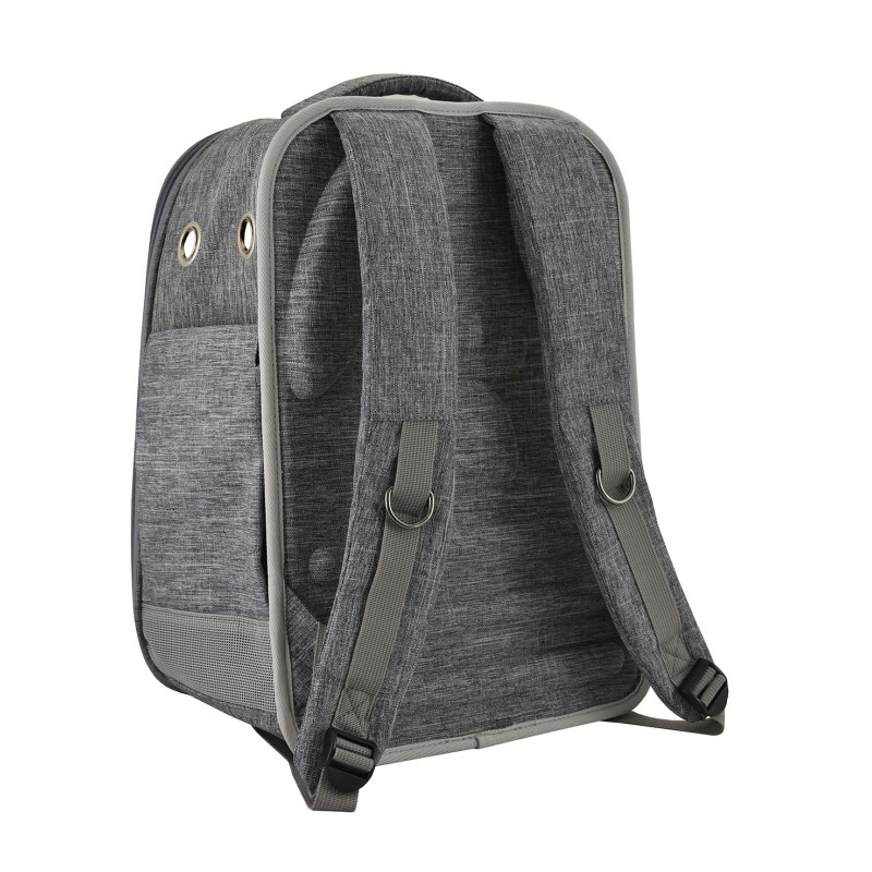MOCHILA CON VENTANA GRIS 30x23x43cm