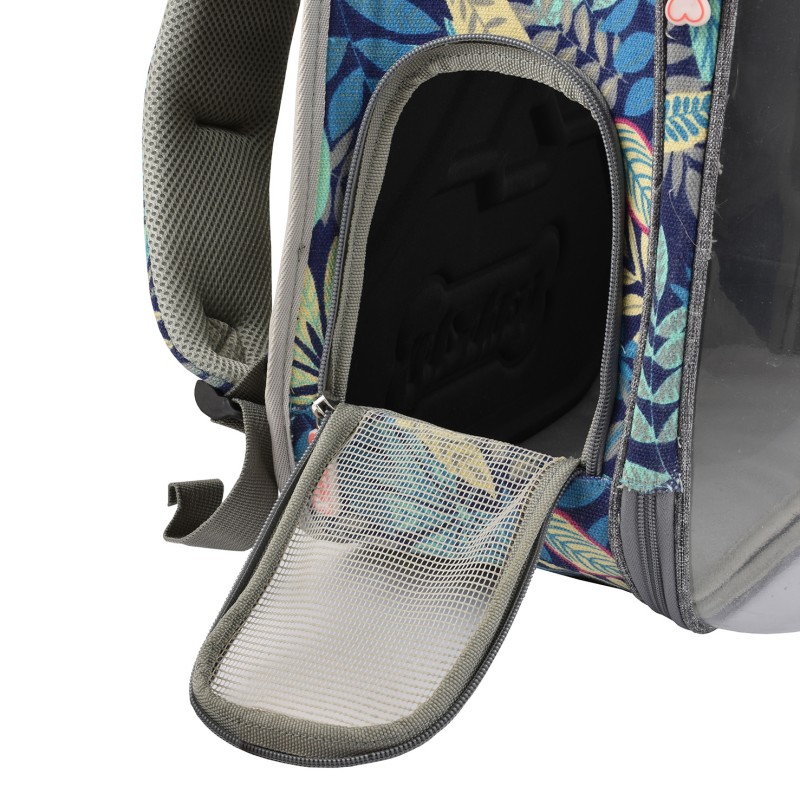 SPACE BLUE BACKPACK WITH FLOWERS