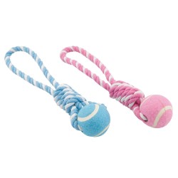 TENNIS BALL WITH TWO-TONE ROPE