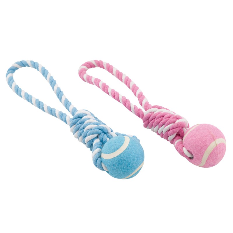 TENNIS BALL WITH TWO-TONE ROPE