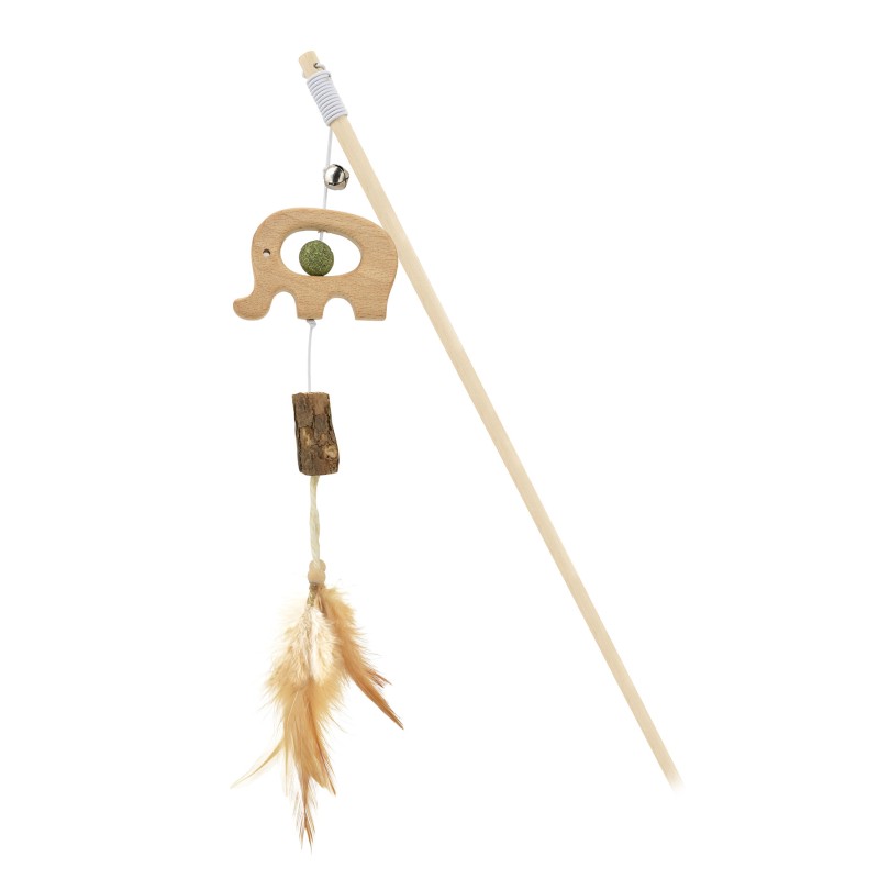 STAB TIERE HOLZ MIT CATNIP UND FEDER