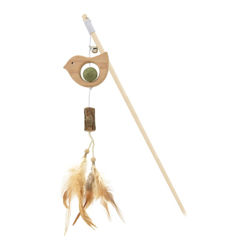 STAB TIERE HOLZ MIT CATNIP UND FEDER