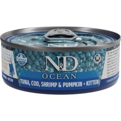 N&D CAT OCEAN ATUN, BACALAO, GAMBA Y CALABAZA KITTEN 70GR
