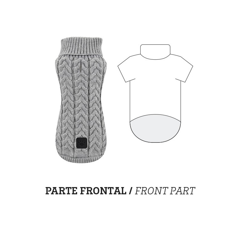 PULL EN MAILLE TRÉSSÉE GRIS