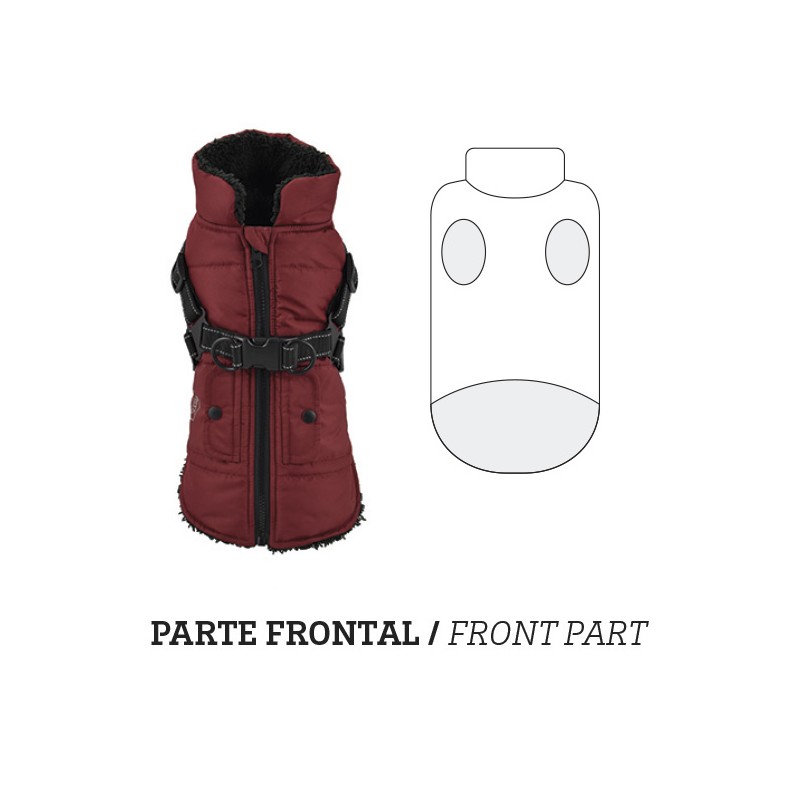 ROTE JACKE MIT GURTZEUG