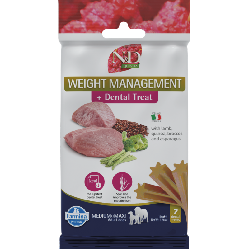 N&D QUINOA SNACK DOG WEIGHT AGNEAU MEDMAXI 7 BÂTONNETS