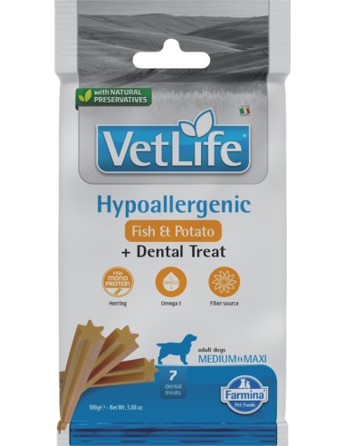 VET LIFE SNACK DOG HYPO FISH - PATATE MEDMAXI 7 STICKS