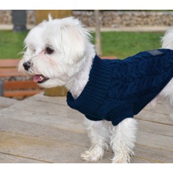 NAVY BLUE CABLE KNIT SWEATER 2