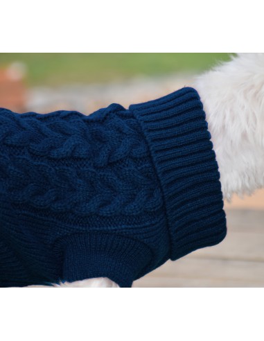 NAVY BLUE CABLE KNIT SWEATER
