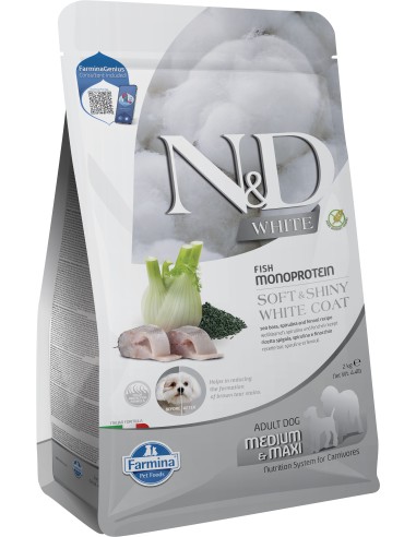 N&D DOG WHITE LUBINA, HINOJO Y ESPIRULINA ADULT MEDMAX 2KG
