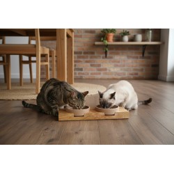 ENSEMBLE DE MANGEUSES EN BAMBOU AVEC SUPPORT EN BOIS DE MANGUIER 2