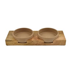 SET COMEDEROS BAMBU CON SOPORTE MADERA DE MANGO